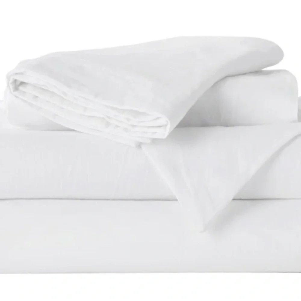 100% Washed Cotton Duvet Cover Set - White